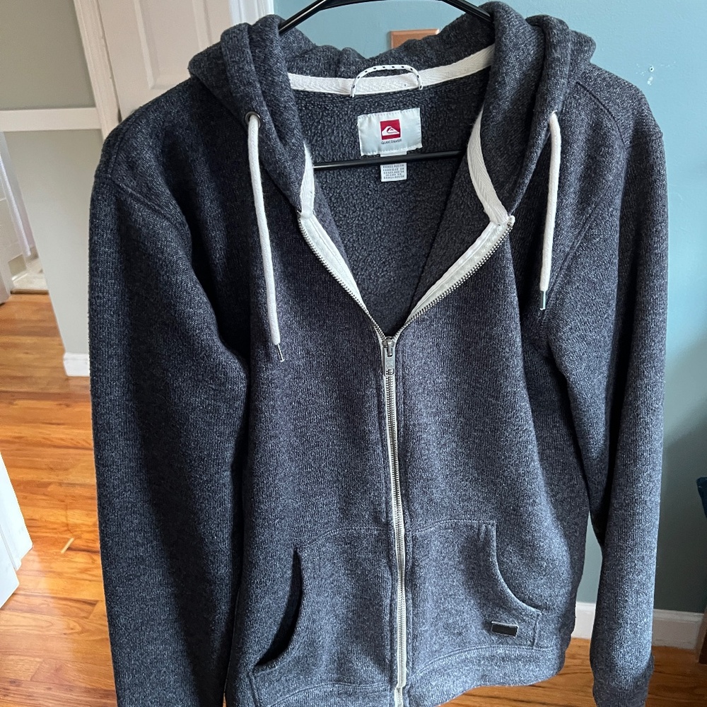 Quiksilver Hooded Zip-up Sweatshirt Grey Heather Men's Small